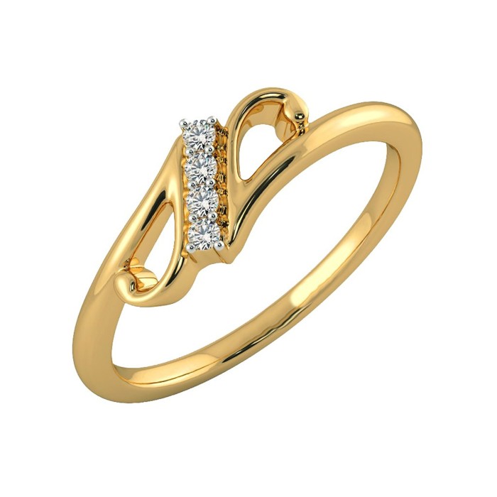 Diamond Channel Ring in 10 Kt Yellow Gold and 0.07 Carat Diamonds Ring For Women